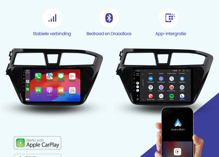 Hyundai i20 CarPlay autoradio | 2015 t/m 2019 | Denago DNG-A142 | 9 inch | Android 13 | Draadloos CarPlay & Android Auto