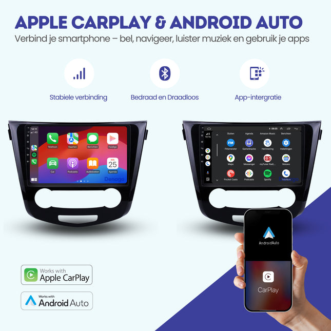 Nissan X-Trail CarPlay autoradio | 2014 t/m 2021 | Denago DNG-A109 | 10 inch | Android 13 | Draadloos CarPlay & Android Auto