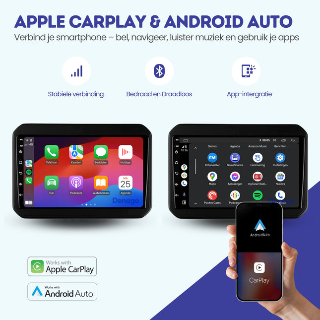 Suzuki Ignis CarPlay autoradio | 2016 t/m 2020 | Denago DNG-A158 | 9 inch | Android 13 | Draadloos CarPlay & Android Auto