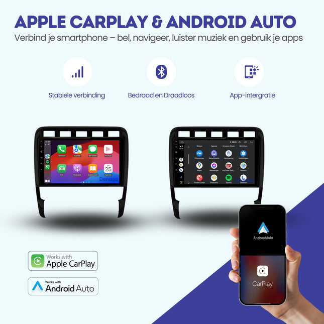 Porsche Cayenne CarPlay autoradio | 2002 t/m 2010 | Denago DNG-A208 | 9 inch | Android 13 | Draadloos CarPlay & Android Auto
