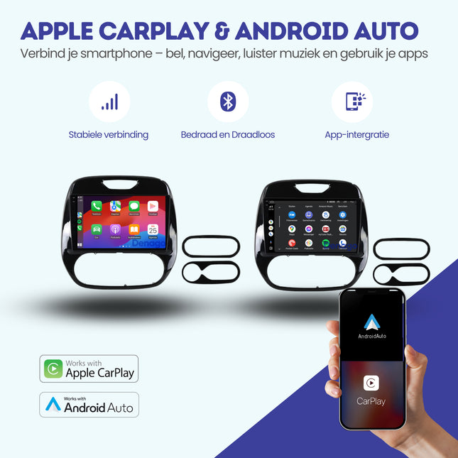 Renault Captur CarPlay autoradio | 2017 t/m 2019 | Denago DNG-A246 | 9 inch | Android 13 | Draadloos CarPlay & Android Auto