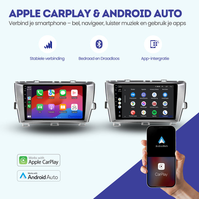 Toyota Prius CarPlay autoradio | 2009 t/m 2015 | Denago DNG-A269 | 9 inch | Android 13 | Draadloos CarPlay & Android Auto