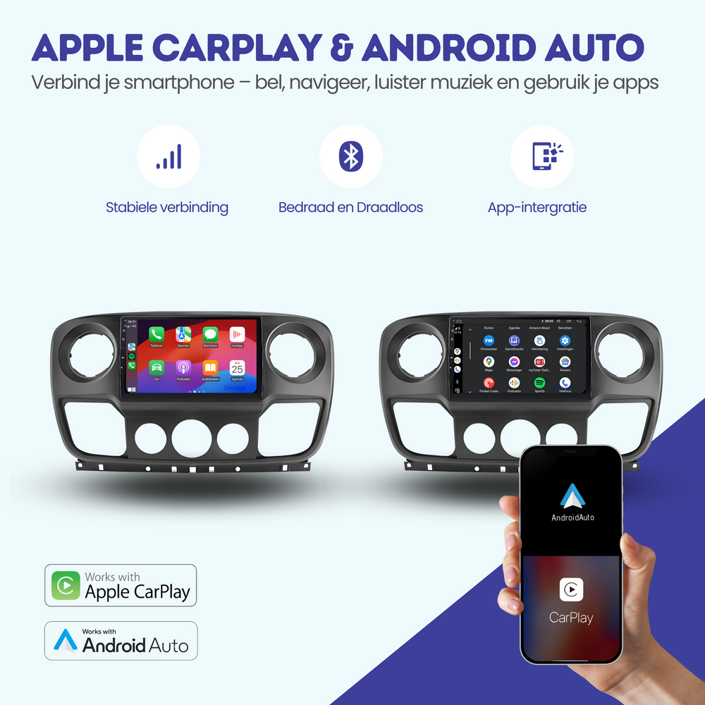 Radio de coche Nissan NV400 CarPlay | 2010 a 2021 | Denago DNG-A80 | 9 pulgadas | Androide 13 | CarPlay inalámbrico y Android Auto