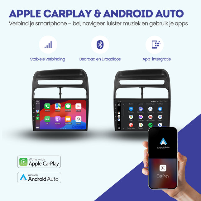 Fiat Punto & Linea CarPlay autoradio | 2007 t/m 2012 | Denago DNG-A294 | 9 inch | Android 13 | Draadloos CarPlay & Android Auto