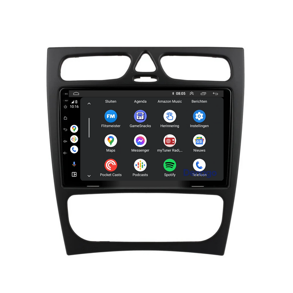 Mercedes Clase C W203 Radio de coche CarPlay | 2000 a 2004 | Denago DNG-A52 | 9 pulgadas | Androide 13 | CarPlay inalámbrico y Android Auto