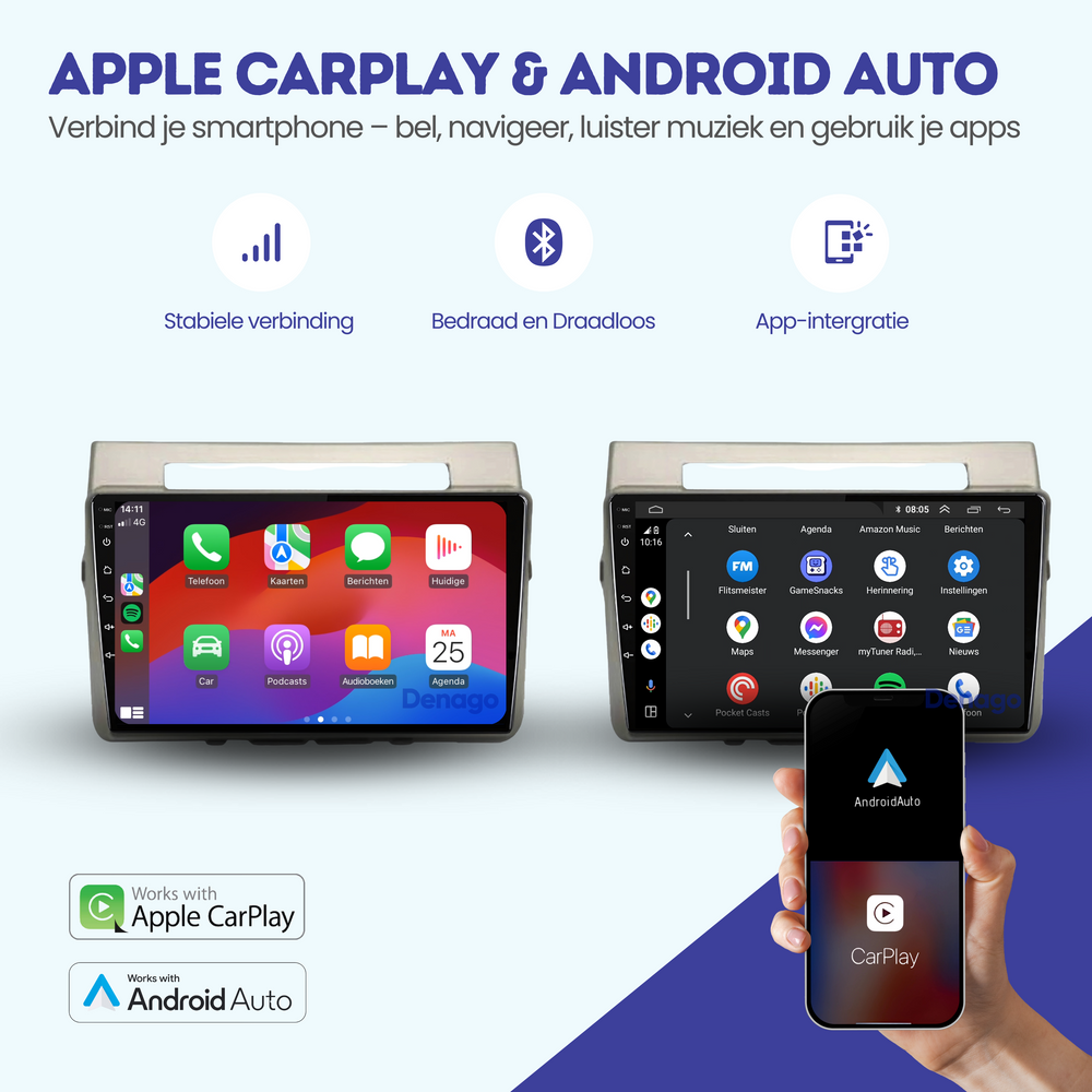 Autoradio CarPlay pour Toyota Corolla | 2004 à 2009 | Denago DNG-A15 | Écran 9 pouces | Android 13 | CarPlay sans fil & Android Auto
