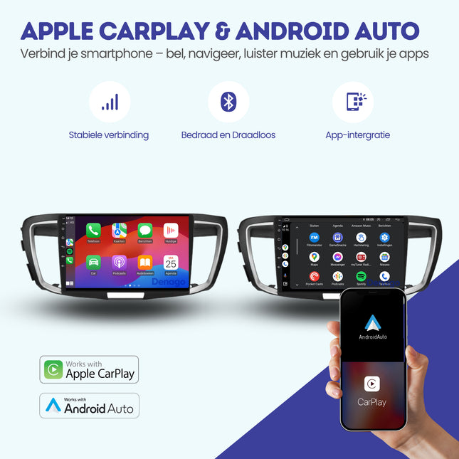 Honda Accord CarPlay autoradio | 2013 t/m 2017 | Denago DNG-A293 | 9 inch | Android 13 | Draadloos CarPlay & Android Auto