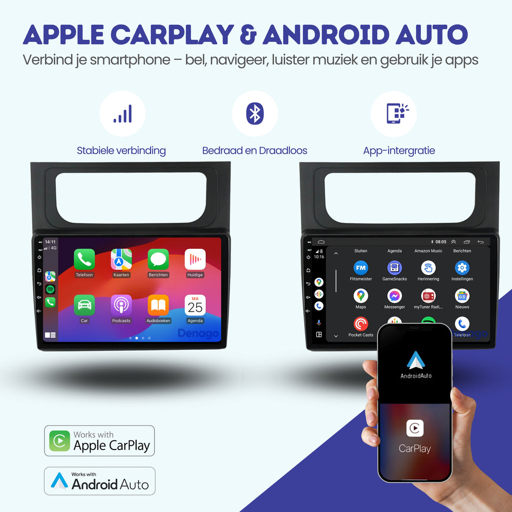 Volkswagen Touran CarPlay autoradio | 2011 t/m 2015 | Denago DNG-A216 | 10 inch | Android 13 | Draadloos CarPlay & Android Auto