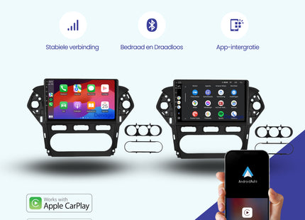 Ford Mondeo CarPlay autoradio | 2003 t/m 2014 | Denago DNG-A205 | 9 inch | Android 13 | Draadloos CarPlay & Android Auto | Zwart frame