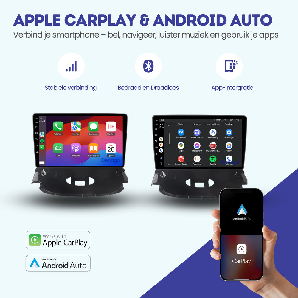 Radio para coche Peugeot 206 y Citroën C2 CarPlay | 2004 a 2013 | Denago DNG-A218 | 9 pulgadas | Androide 13 | CarPlay inalámbrico y Android Auto