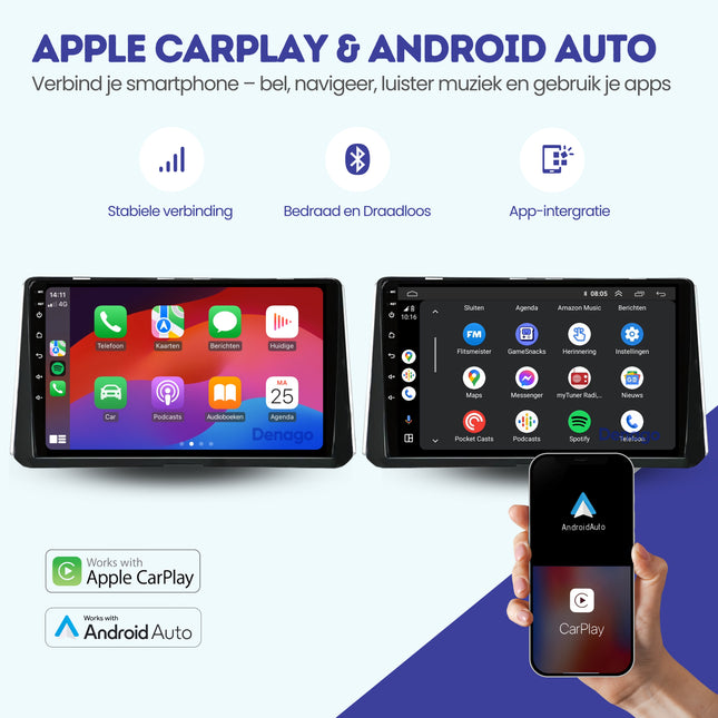 Toyota Corolla CarPlay autoradio | 2018 t/m 2020 | Denago DNG-A144 | 9 inch | Android 13 | Draadloos CarPlay & Android Auto