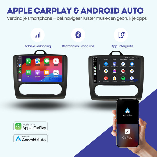 Ford Focus CarPlay autoradio | 2004 t/m 2011 | Denago DNG-A283 | 9 inch | Android 13 | Draadloos CarPlay & Android Auto