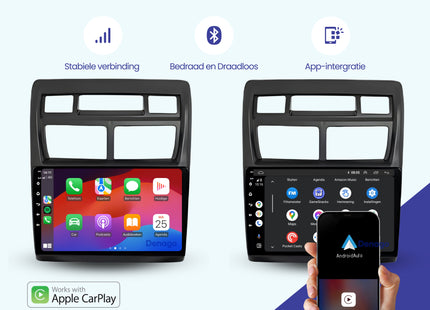 Kia Sportage CarPlay autoradio | 2004 t/m 2010 | Denago DNG-A121 | 9 inch | Android 13 | Draadloos CarPlay & Android Auto
