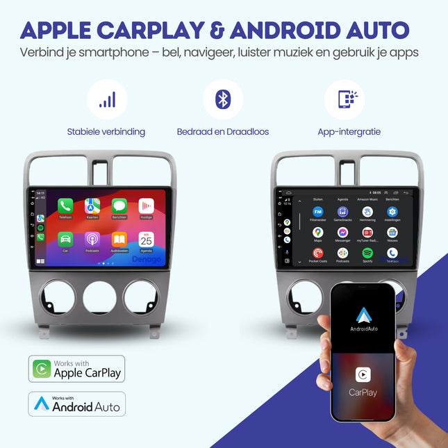 Subaru Forester SG CarPlay autoradio | 2002 t/m 2008 | Denago DNG-A139 | 9 inch | Android 13 | Draadloos CarPlay & Android Auto