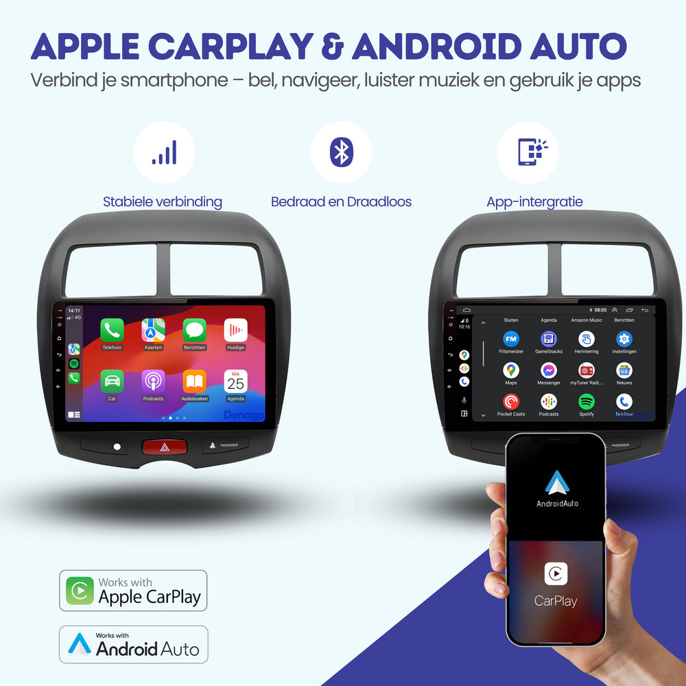 Autoradio CarPlay pour Mitsubishi ASX (2010-2015) | Denago DNG-A117 | Écran 9 pouces | Android 13 | CarPlay sans fil & Android Auto