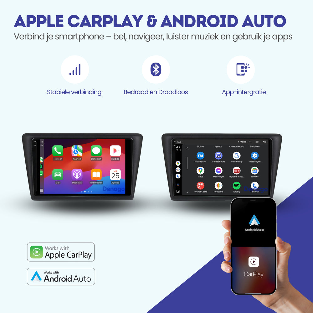 Radio para coche Skoda Rapid CarPlay | 2012 a 2016 | Denago DNG-A211 | 9 pulgadas | Androide 13 | CarPlay inalámbrico y Android Auto