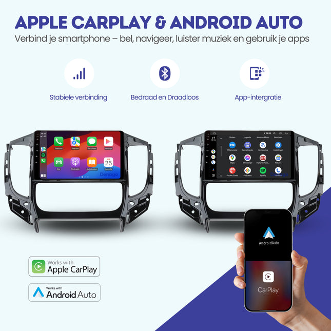Mitsubishi Triton CarPlay autoradio | 2015 t/m 2022 | Denago DNG-A177 | 9 inch | Android 13 | Draadloos CarPlay & Android Auto