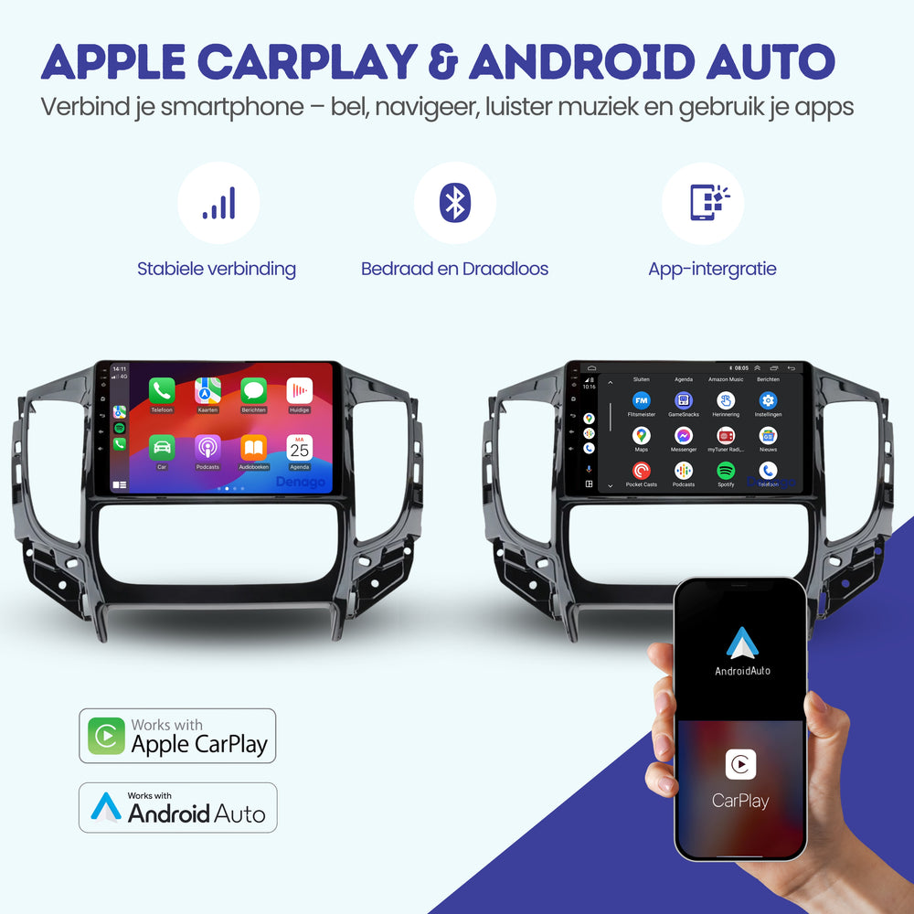 Radio para coche Mitsubishi Tritón CarPlay | 2015 a 2022 | Denago DNG-A177 | 9 pulgadas | Androide 13 | CarPlay inalámbrico y Android Auto