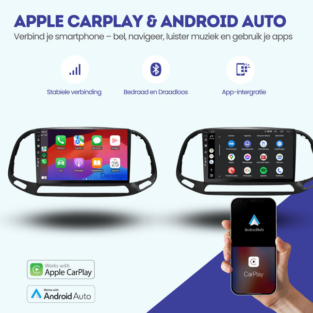 Radio para coche Fiat Doblo CarPlay | 2015 a 2021 | Denago DNG-A327 | 9 pulgadas | Android 13 | CarPlay inalámbrico & Android Auto