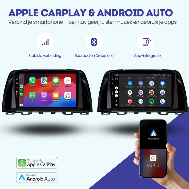 Mazda 6 CarPlay autoradio | Denago DNG-A343 | 2012 t/m 2015 | 9 inch | Android 13 | Draadloos CarPlay & Android Auto