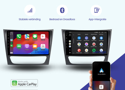 CarPlay autoradio geschikt voor Mercedes E-Klasse W211, CLS W219 & G-Klasse W463 | 2002 t/m 2010 | Android 13 | Draadloos Apple CarPlay & Android Auto | 2GB + 32GB | QuadCore processor | Denago DNG-A188 | 2025 model | Bluetooth & Wifi