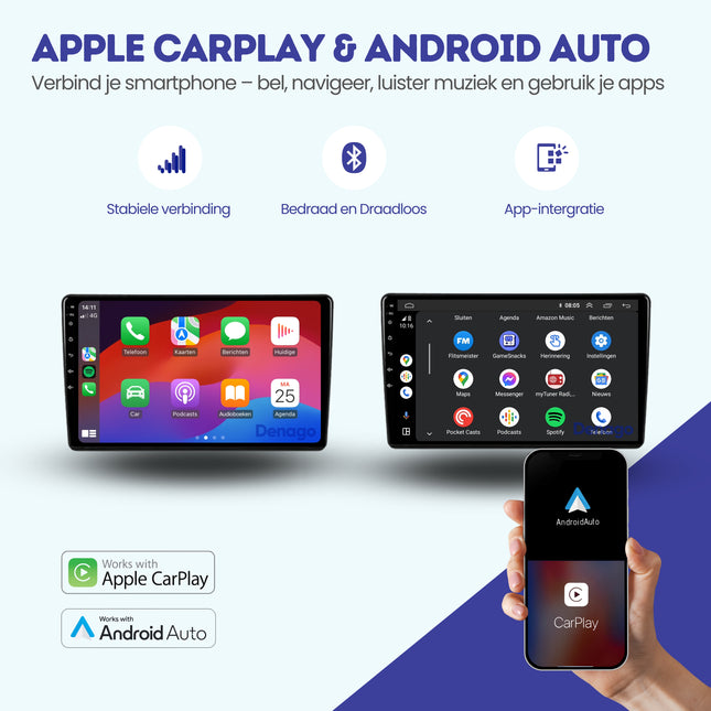 Peugeot 307 CarPlay autoradio | 2001 t/m 2008 | Denago DNG-A226 | 9 inch | Android 13 | Draadloos CarPlay & Android Auto