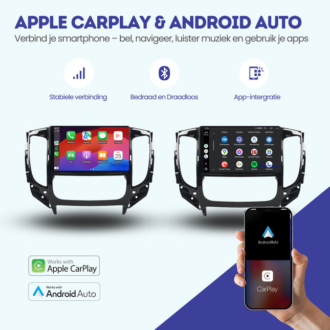 Mitsubishi Triton CarPlay autoradio | 2015 t/m 2018 | Denago DNG-A285 | 9 inch | Android 13 | Draadloos CarPlay & Android Auto