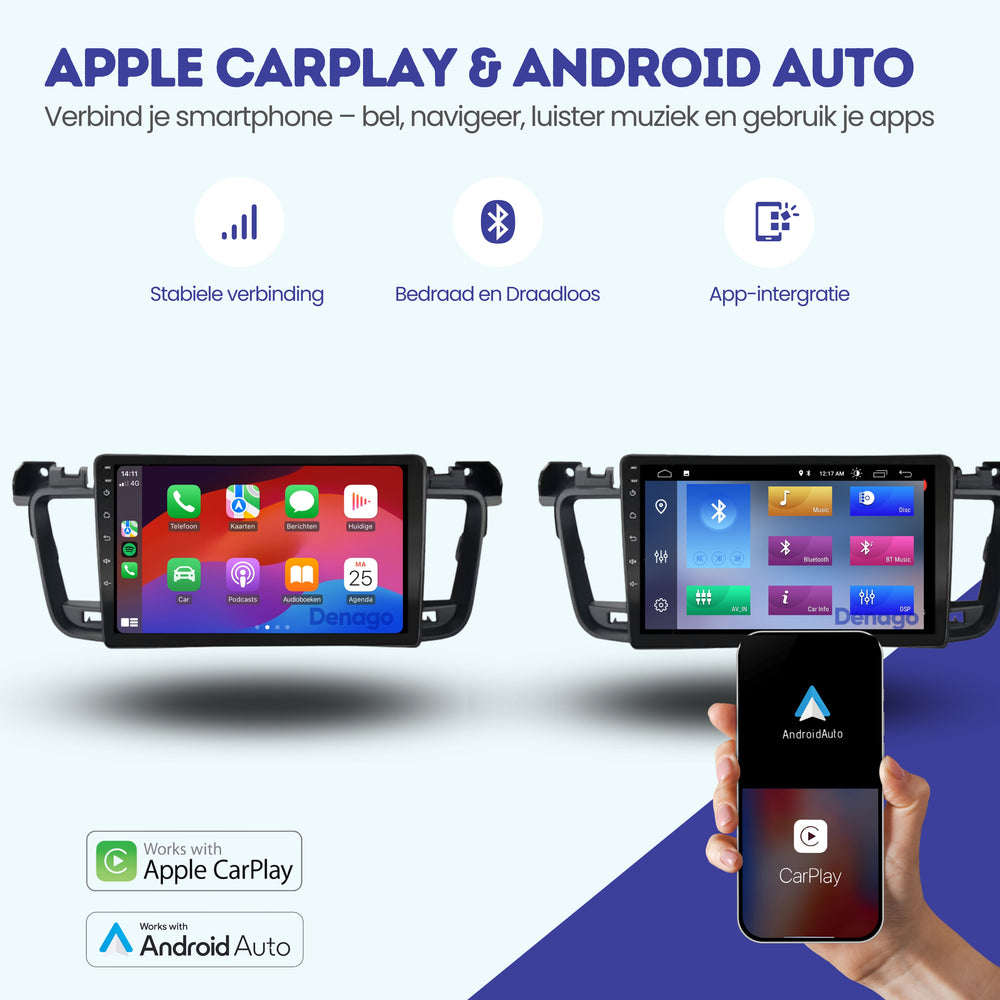 Radio para coche Peugeot 508 CarPlay | 2011 a 2018 | Denago DNG-A322 | 9 pulgadas | Androide 13 | CarPlay inalámbrico y Android Auto
