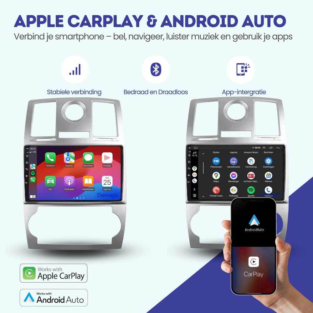Radio para coche Chrysler 300C CarPlay | 2005 a 2007 | Denago DNG-A181 | 9 pulgadas | Androide 13 | CarPlay inalámbrico y Android Auto