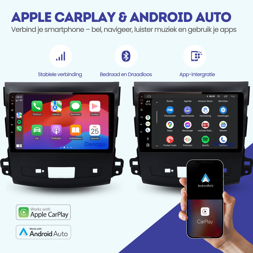 Radio para coche Mitsubishi Outlander CarPlay | 2008 a 2012 | Denago DNG-A170 | 9 pulgadas | Androide 13 | CarPlay inalámbrico y Android Auto