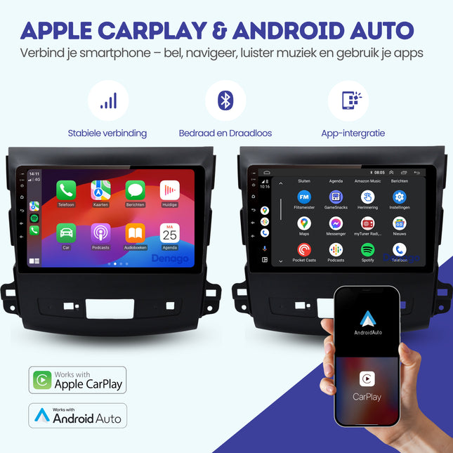 Mitsubishi Outlander CarPlay autoradio | 2008 t/m 2012 | Denago DNG-A170 | 9 inch | Android 13 | Draadloos CarPlay & Android Auto