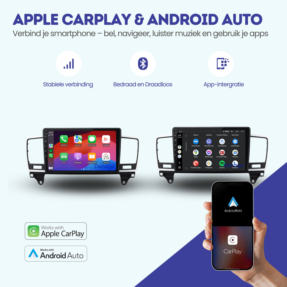 Radio para coche Mercedes Clase ML CarPlay | 2011 a 2015 | Denago DNG-A275 | 9 pulgadas | Androide 13 | CarPlay inalámbrico y Android Auto
