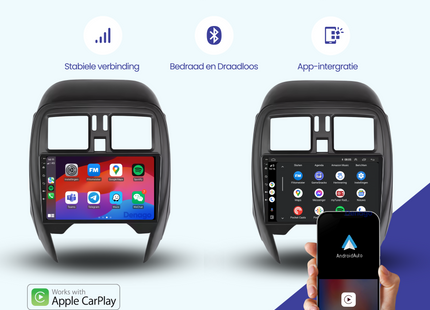 Nissan Micra Autoradio | 2013 t/m 2017 | Android 13 & CarPlay