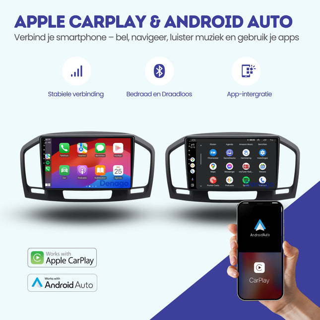 Opel Insignia CarPlay autoradio | 2008 t/m 2013 | Denago DNG-A279 | 9 inch | Android 13 | Draadloos CarPlay & Android Auto