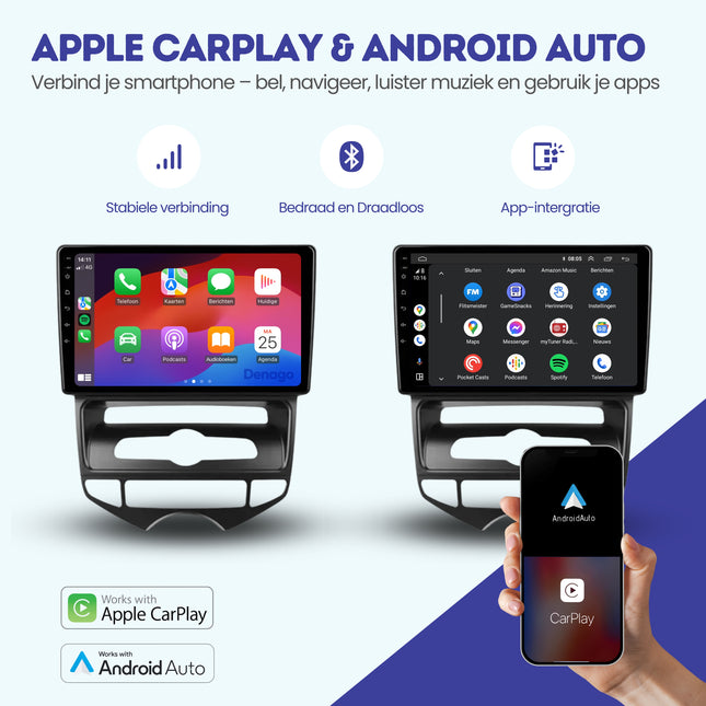 Hyundai IX20 CarPlay autoradio | 2010 t/m 2019 | Denago DNG-A364 | 9 inch | Android 13 | Automatische Airco | Draadloos CarPlay & Android Auto