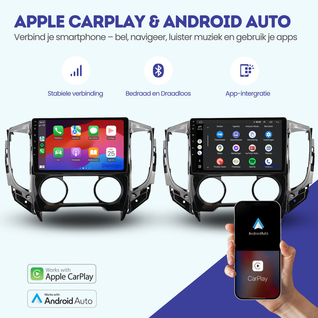Mitsubishi Triton CarPlay autoradio | 2015 t/m 2018 | Denago DNG-A285 | 9 inch | Android 13 | Draadloos CarPlay & Android Auto