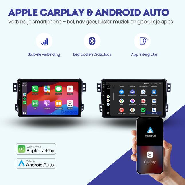 Suzuki Splash CarPlay autoradio | 2008 t/m 2015 | Denago DNG-A244 | 9 inch | Android 13 | Draadloos CarPlay & Android Auto