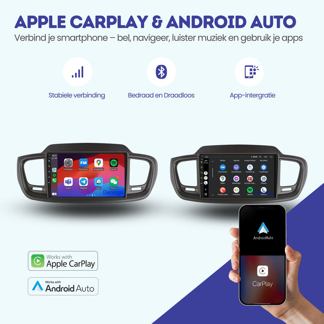 Kia Sorento CarPlay autoradio | 2015 t/m 2018 | Denago DNG-A277 | 9 inch | Android 13 | Draadloos CarPlay & Android Auto