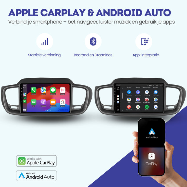 Radio de coche Kia Sorento CarPlay | 2015 a 2018 | Denago DNG-A277 | 9 pulgadas | Androide 13 | CarPlay inalámbrico y Android Auto