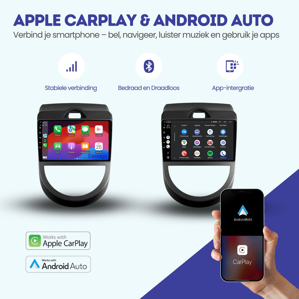 Radio para coche Kia Soul CarPlay | 2010 a 2013 | Denago DNG-A192 | 9 pulgadas | Androide 13 | CarPlay inalámbrico y Android Auto