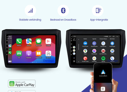 Suzuki Swift CarPlay autoradio | 2017 t/m 2023 | Denago DNG-A145 | 9 inch | Android 13 | Draadloos CarPlay & Android Auto