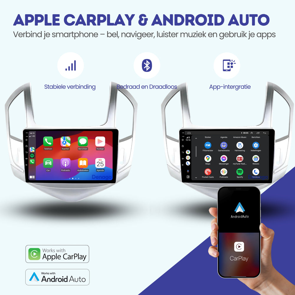Autoradio CarPlay pour Chevrolet Cruze | 2012 à 2014 | Denago DNG-A324 | Écran 9 pouces | Android 13 | CarPlay sans fil & Android Auto