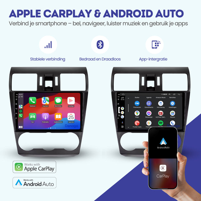 Subaru Forester CarPlay autoradio | 2014 t/m 2018 | Denago DNG-A90 | 9 inch | Android 13 | Draadloos CarPlay & Android Auto