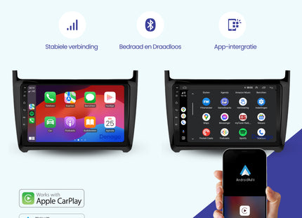 Volkswagen Polo CarPlay autoradio | 2009 t/m 2017 | Denago DNG-A116 | 9 inch | Android 13 | Draadloos CarPlay & Android Auto