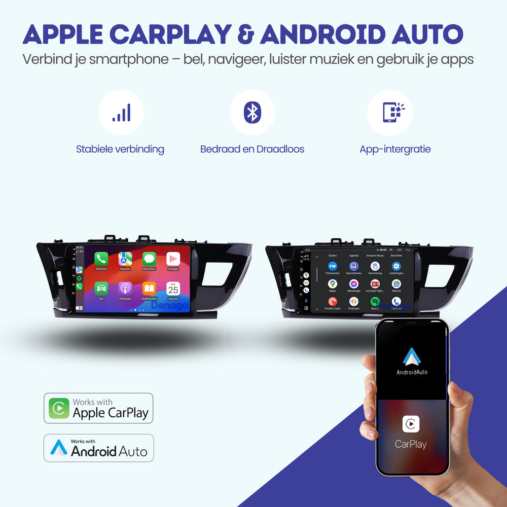 Radio para coche Toyota Corolla CarPlay | 2014 a 2016 | Denago DNG-A281 | 9 pulgadas | Androide 13 | CarPlay inalámbrico y Android Auto