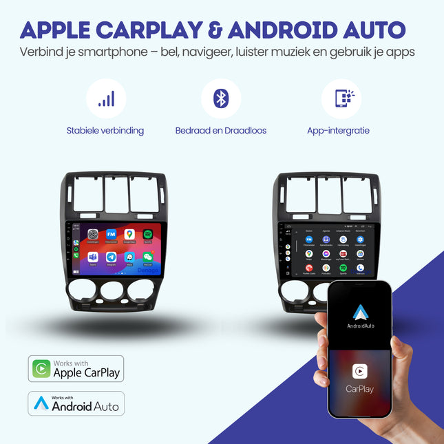 Hyundai Getz CarPlay autoradio | 2002 t/m 2011 | Denago DNG-A102 | 9 inch | Android 13 | Draadloos CarPlay & Android Auto