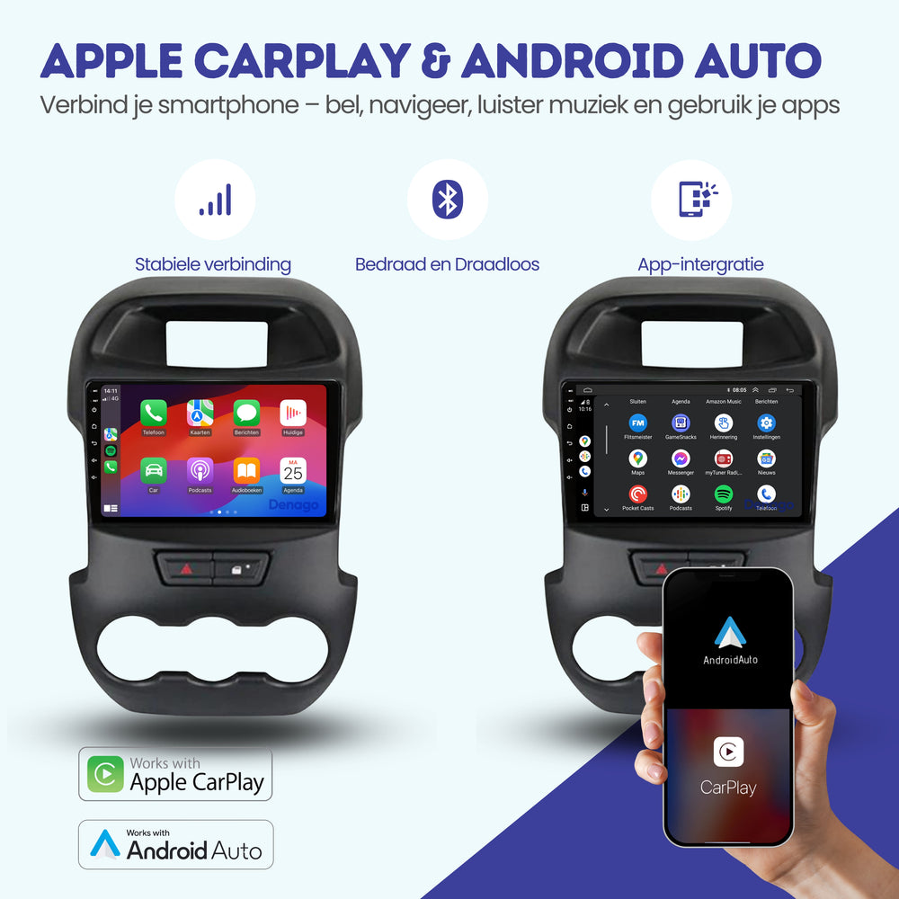Ford Ranger CarPlay car radio | 2012 to 2015 | Denago DNG-A155 | 9 inches | Android 13 | Wireless CarPlay & Android Auto