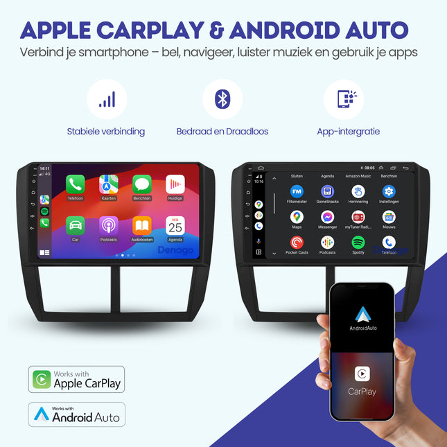 Subaru Forester CarPlay autoradio | 2008 t/m 2012 | Denago DNG-A132 | 9 inch | Android 13 | Draadloos CarPlay & Android Auto