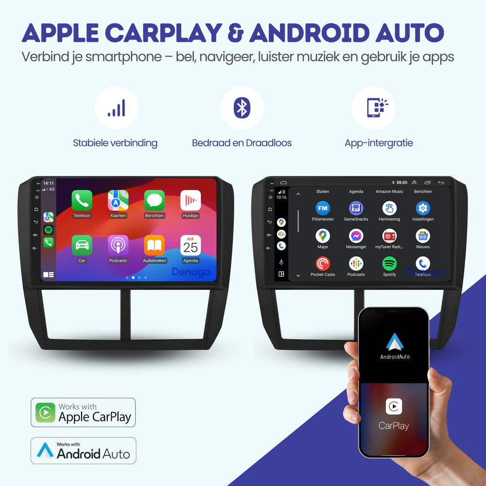 Subaru Forester CarPlay car radio | 2008 to 2012 | Denago DNG-A132 | 9 inches | Android 13 | Wireless CarPlay & Android Auto