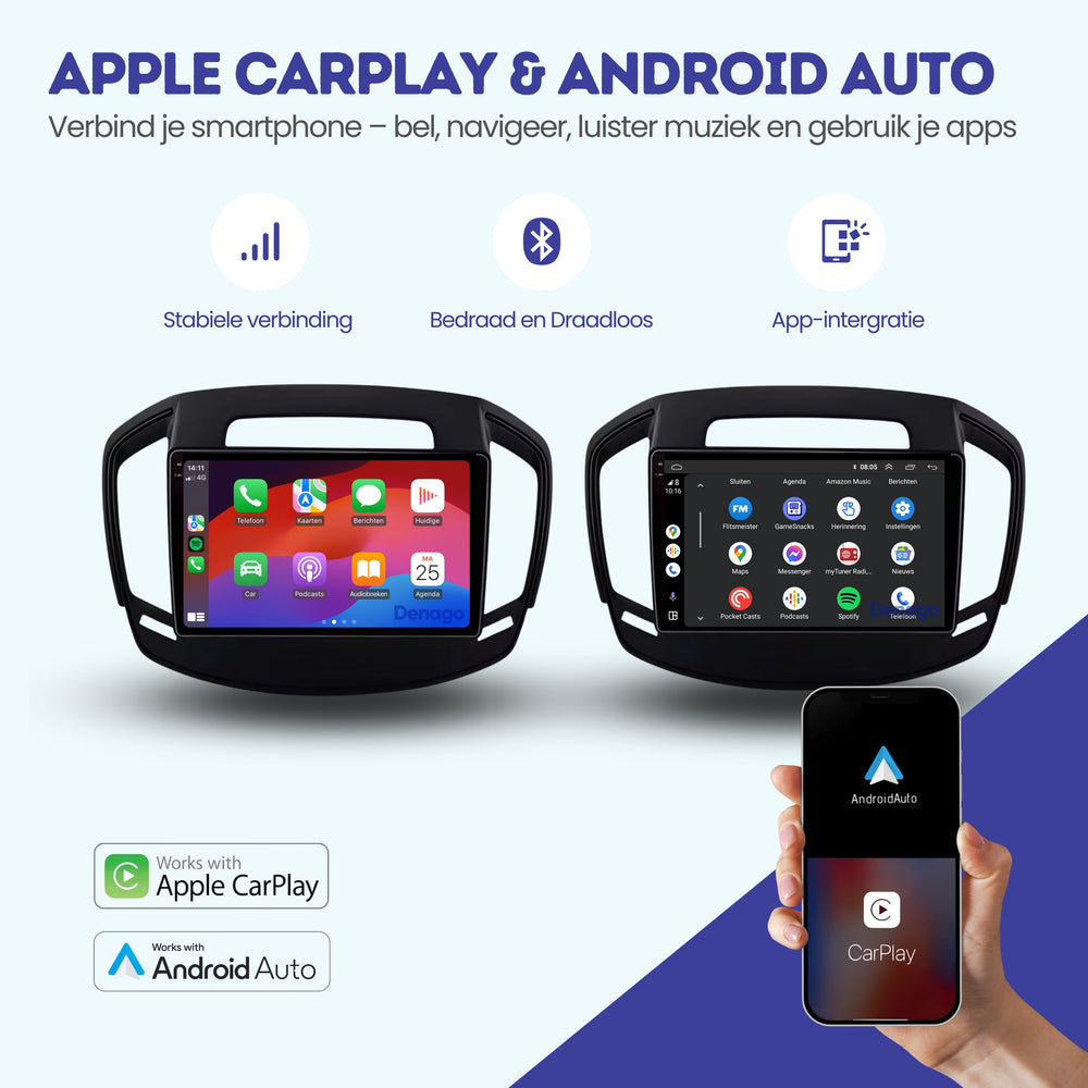 Radio de coche Opel Insignia CarPlay | 2008 a 2013 | Denago DNG-A271 | 9 pulgadas | Androide 13 | CarPlay inalámbrico y Android Auto